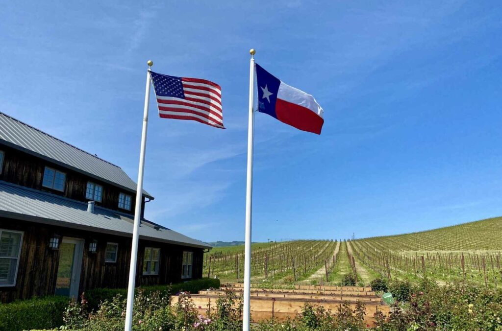 flags over the vineyard